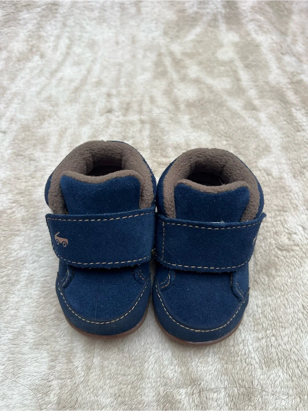 See Kai Run Navy Suede Baby Walker Shoes with Hook-and-Loop Strap size 3